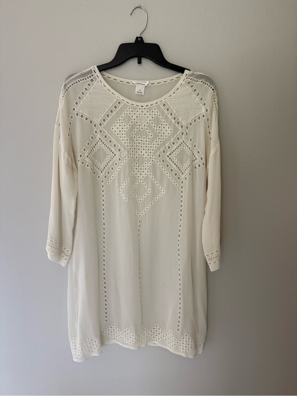 Club Monaco Cream Eyelet Embroidered Tunic
